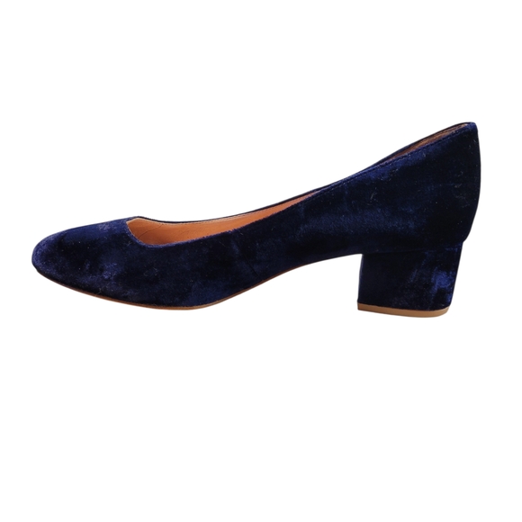 Madewell Ella Royal Blue Velvet Block Heel Pumps - Picture 10 of 13